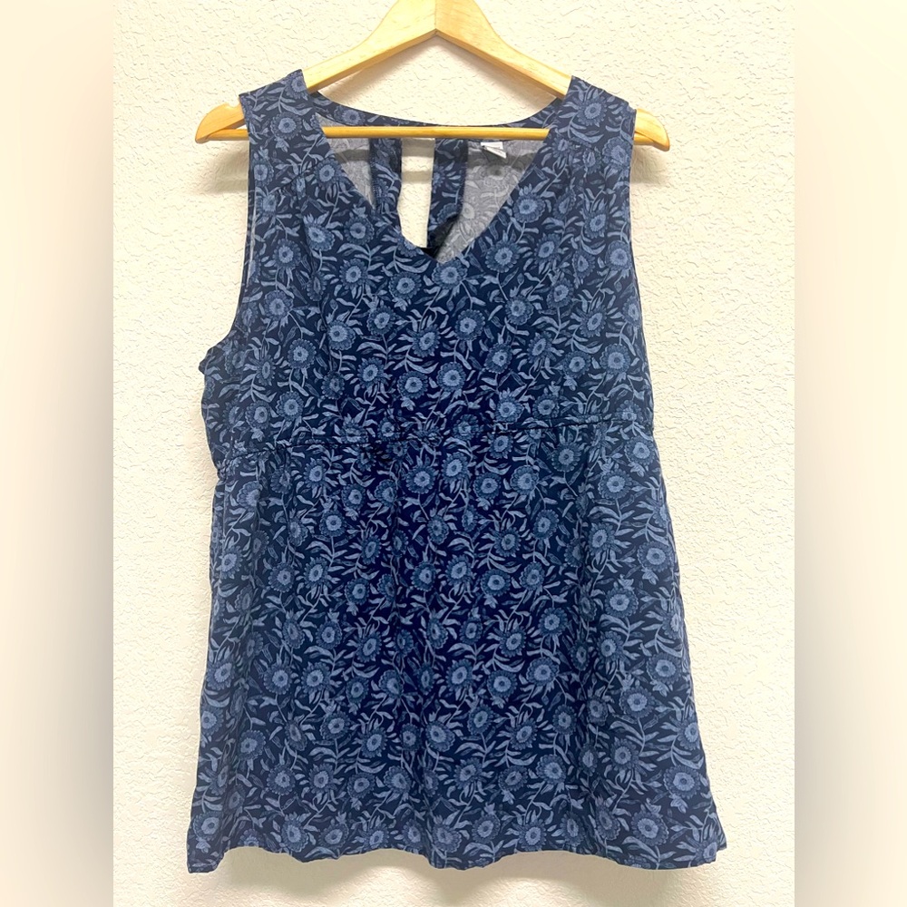 *Old Navy Maternity Babydoll Tank Blue Floral XL